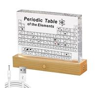 Acrylic Periodic Table Display with 83 Real Chemical Samples, Wireless Rechargeable Colorful Light Base for Students, Teachers, Kids Education