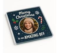 Acrylic Personalised Christmas Coaster Gift - Winter Whimsy Design Festive Drinkware for Best Friend Celebrations