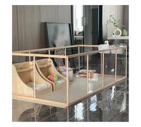 Acrylic Pet Gate Freestanding Dog Fence with Door 3mm Clear Panel Beech Wood Frame Indoor Playpen Easy Assembly No Tools Sturdy Barrier for Cats Small Dogs Safe Transparent Divider