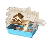 Acrylic pet villa with large space running wheel water bottle hamster cage Hamster Travel Cage(Blue)