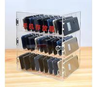 Acrylic Phone Locker Box with Lock & Keys - Wall-Mounted 30-Slot for Offices, Classrooms & Events - Durable Cell Phone Storage Solution (280x190x315mm)