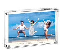 Acrylic Photo Frame - Double Sided Picture Frame with Magnetic, Clear Frameless Desktop Photo Block (Clear, 8x6 Inches (1 Pack))