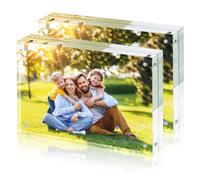 Acrylic Picture Frame 2 Pack 5 x 7 Inch, Magnetic Photo Frame, Thick Frameless Stand, Bedroom, Desktop, Clear Acrylic Frame (18 cm x 13 cm) 5x 7 Inch