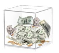 Acrylic Piggy Bank, Clear Money Box, Not to Open, Piggy Bank at the Top, Large Transparent Money Box for Adults and Children, Boys Girls Birthday Gift, 12 x 12 x 12 cm
