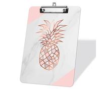 Acrylic Pineapple Marble Clip Board, Low Profile Silver Clip Clipboards, Girl Desk Accessories Standard A4 Letter Size Clipboard for Office Teens Nurses Social Boss Lady Boss Women - 9 x 12.5 in
