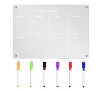 Acrylic Planner Board - Clear Dry Erase Board with 6 Markers - Clear Dry Erase Board for Kitchen Calendar, Acrylic Calendar