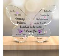 Acrylic Plaque Godmother Gifts Butterfly Shape Ornaments Women Mother's Day Desk Sign God Mom Family Day Personalised Present I Love You Home Decoration Keepsake The Best godmum in the World