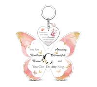 Acrylic Plaque Keychain Set A to Z Initial Letter Inspirational 26 Alphabets Birthday Christmas Gifts Bestie Friend Daughter Keepsake Graduation Keyring Personalised Women Girls Valentine's Sign (C)