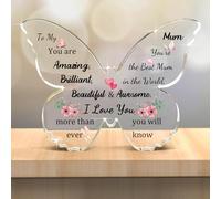 Acrylic Plaque Mum Gifts Butterfly Shape Ornaments Women Mother's Day Mom Desk Sign Mummy Family Day Personalised Present Mama I Love You Home Decoration Keepsake The Best Mum in the World