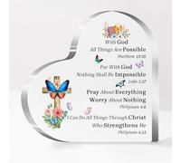 Acrylic Plaque Sign for Woman Man Christian Gifts Bible Verses Quotes Home Decor Inspirational Birthday Bestie Son Daughter Graduation Christmas Religious Keepsakes With God All Things Are Possible