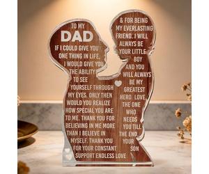 Acrylic Plaque To My Dad Silhouette Heartwarming Message Fathers Day Gift from Son Birthday Presents for Him Best Dad Keepsake Desk Decor Unique Gifts for Daddy & Daddy Gifts