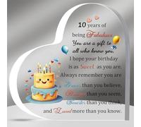 Acrylic Plaques 10th Birthday Inspirational Gifts for Ten-year-old Teens Heart-Shaped Signs Birthdate Gift Encourage Appreciate Heart Signs for Him Her Friends Sister Son Daughter Keepsakes