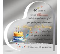Acrylic Plaques 40th Birthday Appreciate Gifts for Forty-year-old Women Men Heart-Shaped Signs Birthdate Gift Inspirational Heart Signs for Him Her Friends Sister Son Daughter Awesome Keepsakes