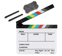 Acrylic Plastic Director's Film Clapboard Easy Wipe Cut Action Scene Clapper Board Slate with 2 pens and a Blackboard Eraser for Movies, TV Shows, Studio Live, DIY Videos.