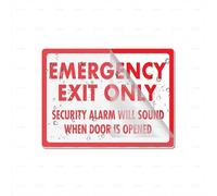 Acrylic Plastic Emergency Exit Only Security Alarm Will Sound When Door Is Opened Self-Adhesive Sign For Office Restaurants Hotels Supermarket Supplies 6 By 8 Inch