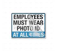 Acrylic Plastic Employees Must Wear Photo Id At All Times Room Decor Indoor & Outdoor Signs For Home Office Work 6" X 8" Self-Adhesive On The Back