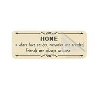 Acrylic Plastic Home Is Where Love Resides Memories Are Created Friends Are Always Welcome Sign With Adhesive 10" X 3" Easy To Install And Highly Visible For Office And Business Highly Visible