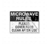 Acrylic Plastic Microwave Rules Please Cover Food Clean After Use 6 X 8 Inch Self Adhesive Use For Office/Business Easy To Apply