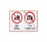 Acrylic Plastic No Food No Cameras Room Decor Indoor & Outdoor Signs For Home Office Work 6" X 8" Self-Adhesive On The Back