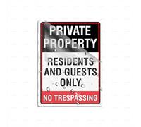Acrylic Plastic Private Property Residents And Guests Only No Trespassing 6 X 8 Inch Self Adhesive Use For Office/Business Easy To Apply