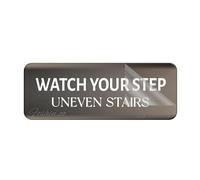 Acrylic Plastic Sign Basic Watch Your Step Uneven Stairs Wall Or Door Sign 10 X 3 Inch With Symbols Self-Adhesive For Restaurant Salons Hotel Motel Rest Stops Public Restrooms