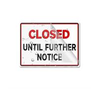 Acrylic Plastic Sign Closed Until Further Notice 8 X 6 Inch With Symbols Self-Adhesive For Restaurant Salons Hotel Motel Rest Stops Public Restrooms