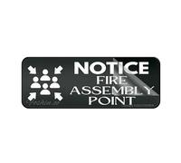 Acrylic Plastic Sign Fire Assembly Point Sign Emergency Fire Rounded Corners Long Lasting With Strong Clean Adhesive Tape In The Back 10"X3" Inch