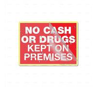 Acrylic Plastic Sign No Cash Or Drugs Kept On Premises Sign 8" X 6" Self-Adhesive On The Back Fade Resistance Indoor/Outdoor Use