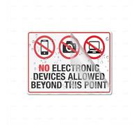 Acrylic Plastic Sign No Electronic Devices Allowed Beyond This Point Long Lasting With Strong Clean Adhesive Tape 6X8 Inches