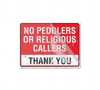 Acrylic Plastic Sign No Peddlers Or Religious Callers Sign 8" X 6" Self-Adhesive On The Back Fade Resistance Indoor/Outdoor Use