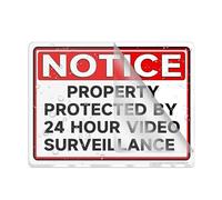 Acrylic Plastic Sign Notice Property Protected By 24 Hour Video Surveillance Rounded Corners Long Lasting With Double Sided Tape In The Back 6"X8" Inch