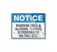 Acrylic Plastic Sign Notice Random Drug Alcohol Testing Rounded Corners Long Lasting With Strong Clean Adhesive Tape In The Back 6"X8" Inch