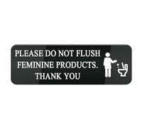 Acrylic Plastic Sign Please Do Not Flush Feminine Products Thank You Sign for Front Door, 10X3 Inches Signs for House Business Home, Aluminum Signs for Office Gate Window, No Fade