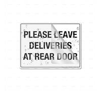 Acrylic Plastic Sign Please Leave Deliveries At Rear Door Sign 8" X 6" Self-Adhesive On The Back Fade Resistance Indoor/Outdoor Use