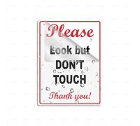 Acrylic Plastic Sign Please Look But Dont Touch Thank You Long Lasting With Strong Clean Adhesive Tape 6X8 Inches