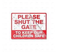 Acrylic Plastic Sign Please Shut The Gate To Keep Our Children Safe 6 X 8 Inch With Symbols Self-Adhesive For Restaurant Salons Hotel Motel Rest Stops Public Restrooms
