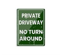 Acrylic Plastic Sign Private Driveway No Turn Around Safety Unique Rounded Corners Long Lasting With Double Sided Tape In The Back 6"X8" Inch