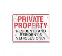 Acrylic Plastic Sign Private Property Residents And Residents Vehicles Only Sign 8" X 6" Self-Adhesive On The Back Fade Resistance Indoor/Outdoor Use