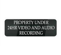 Acrylic Plastic Sign Property Under 24 Hr Video and Audio Recording Small Rectangular Sign for House/Business, Window/Front Door Acrylic Plastic Sign (Black 10X3 in)