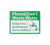 Acrylic Plastic Sign Protect The Environment For Our Children 6 X 8 Inch With Symbols Self-Adhesive For Restaurant Salons Hotel Motel Rest Stops Public Restrooms