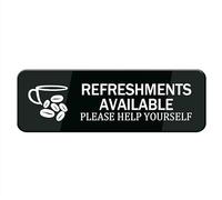 Acrylic Plastic Sign - Refreshments Available Please Help Yourself Sign For House，Strong Self-Adhesive Signs For Home， Durable Acrylic Sign For Door/Wall/Window （10x3 inch）