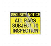 Acrylic Plastic Sign Security Notice All Bags Subject To Inspection Sign 8" X 6" Self-Adhesive On The Back Fade Resistance Indoor/Outdoor Use