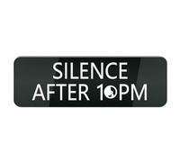 Acrylic Plastic Sign Silence After 10 Pm Sign for Front Door, 10X3 Inches Signs for House Business Home, Aluminum Signs for Office Gate Window, No Fade