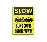 Acrylic Plastic Sign Slow Blind Curve & Driveway Sign Long Lasting With Double Sided Tape 6X8 Inches