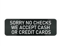 Acrylic Plastic Sign Sorry No Checks We Accept Cash Or Credit Cards Sign for Front Door, 10X3 Inches Signs for House Business Home, Aluminum Signs for Office Gate Window, No Fade
