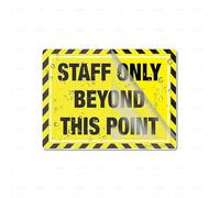 Acrylic Plastic Sign Staff Only Beyond This Point Black And Yellow Sign 8" X 6" Self-Adhesive On The Back Fade Resistance Indoor/Outdoor Use
