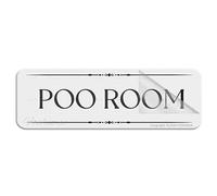 Acrylic Plastic Sign The Poo Room Door Wall Sign 10 X 3 Inch With Symbols Self-Adhesive For Restaurant Salons Hotel Motel Rest Stops Public Restrooms