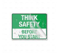 Acrylic Plastic Sign Think Safety Before You Start Rounded Corners Long Lasting With Strong Clean Adhesive Tape In The Back 6"X8" Inch