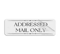 Acrylic Plastic Sign Victorian Addressed Mail Only 10 X 3 Inch With Symbols Self-Adhesive For Restaurant Salons Hotel Motel Rest Stops Public Restrooms