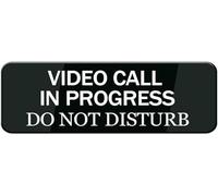 Acrylic Plastic Sign Video Call in Progress Do Not Disturb Sign, Signage White Black Plastic Acrylic, with Double Side Tape, Adhesive, Easy Mounting,inch 3x9 Inch..